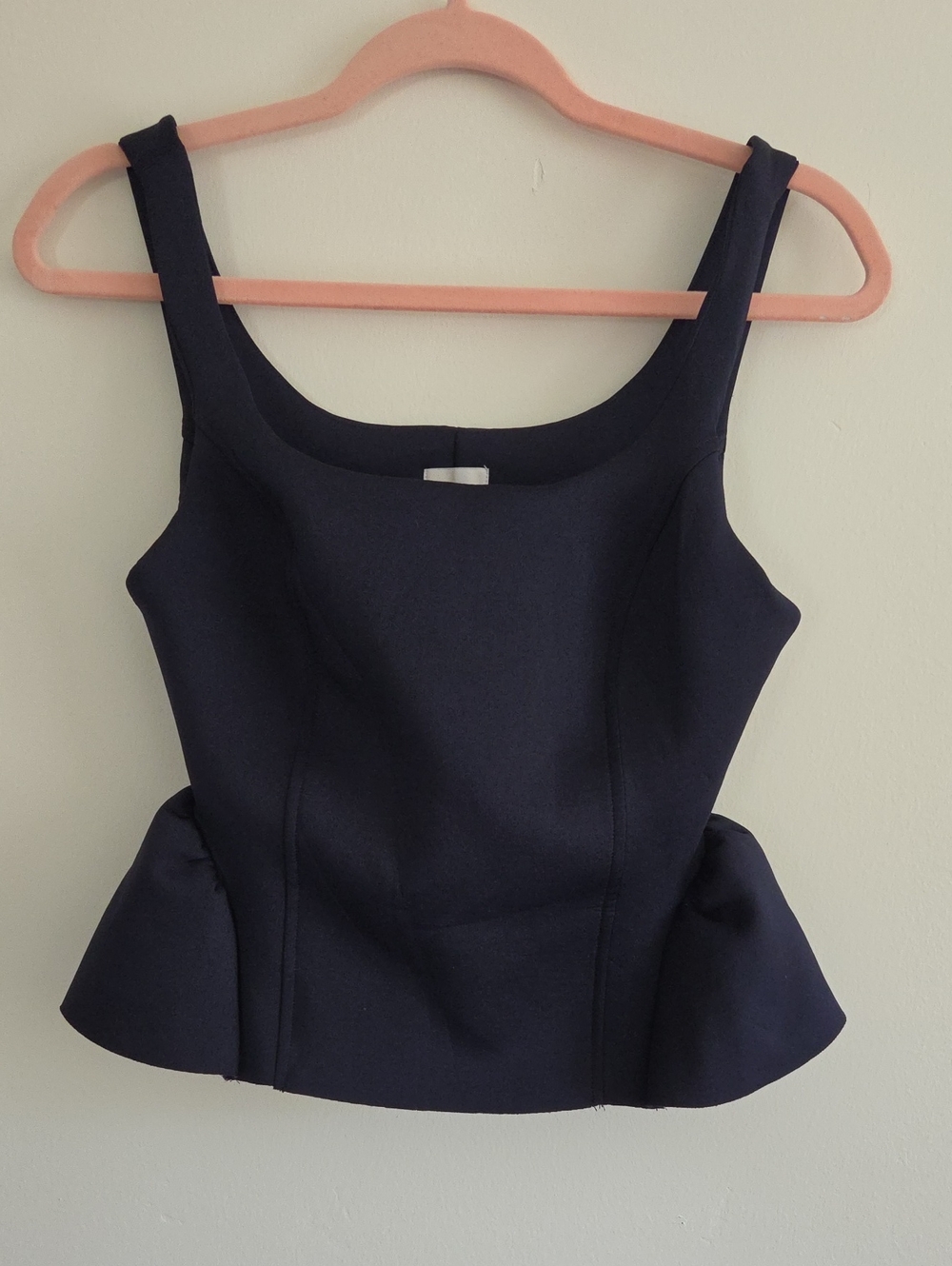 Maeve Anthropologie NWT Navy Structured Scuba Princess Seam Peplum Top XS